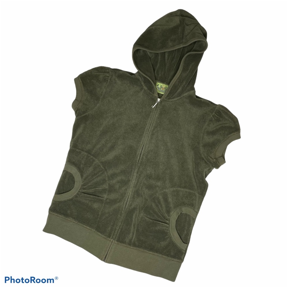 Juicy Couture Terry Hooded Capped Sleeves Jacket